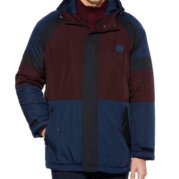 Perry Ellis Colourblock Hooded Parka - Picture 1 of 4